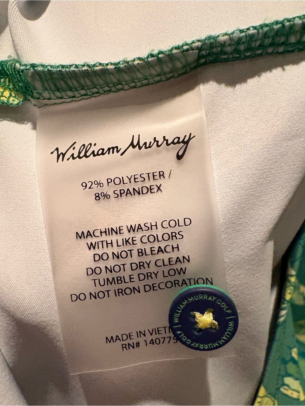 William Murray Golf Polo Large Green Cocktail Citrus Print Performance Shirt - Picture 5 of 7